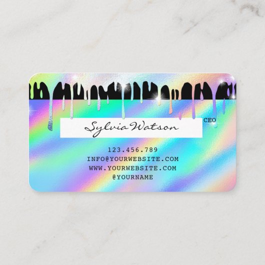 Holograaf Drips Modern Credit Kaart Style Visitekaartje (Achterkant)