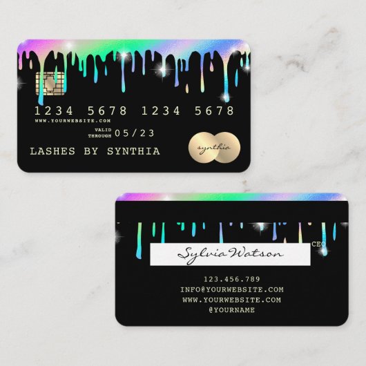 Holograaf Drips Modern Credit Kaart Style Visitekaartje (Voorkant / Achterkant)