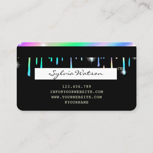 Holograaf Drips Modern Credit Kaart Style Visitekaartje (Achterkant)