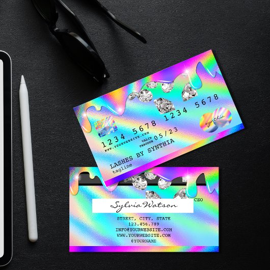 Holograaf druppelt diamant Moderne Credit Kaart Visitekaartje