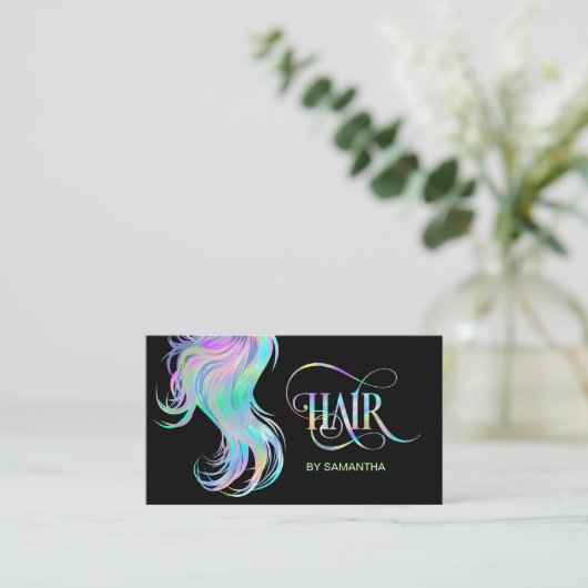 Holograaf Hair stylist typografie haaruitbreiding Visitekaartje (Staand voorkant)