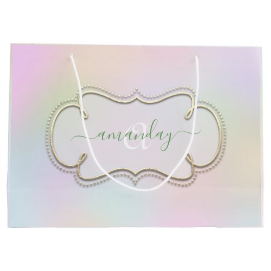 Holograaf ingelijst Royal Monogram Prinses Roze Groot Cadeauzakje (Achterkant)