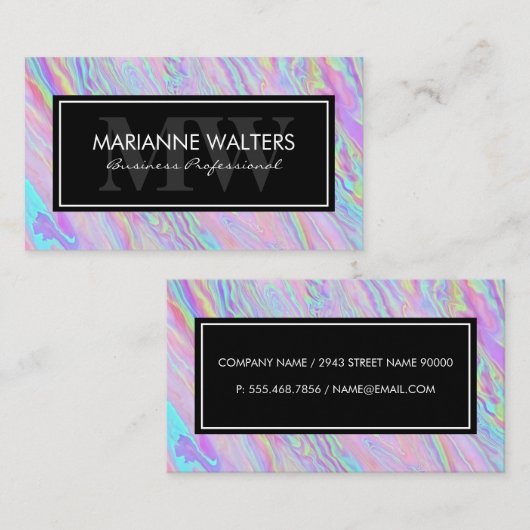 Holograaf Iridescent Achtergrond Visitekaartje (Voorkant / Achterkant)