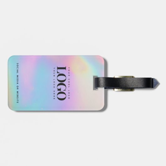 Holograaf Iridescent Company Logo Business Custom Bagagelabel (Achterkant horizontaal)