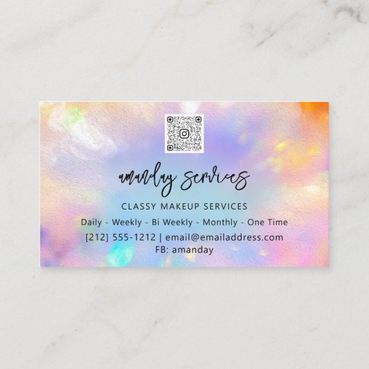 Holograaf Logo QR-code Winkelboeg nagels Visitekaartje (Achterkant)