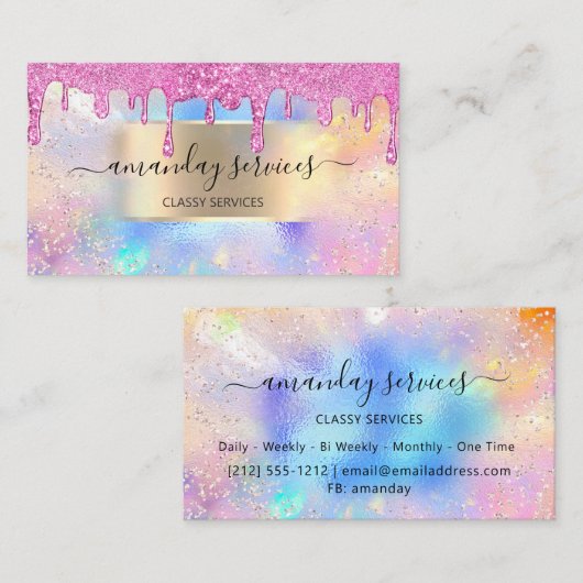 Holograaf Makeup Boutique OnlineShop Gold Wax Drip Visitekaartje (Voorkant / Achterkant)