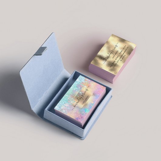 Holograaf Makeup Boutique Shop Blue Glitter Driver Visitekaartje