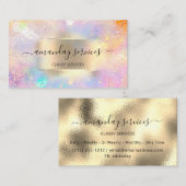 Holograaf Makeup Gold Lijst Boutique Winkel Roze Visitekaartje (Voorkant / Achterkant)