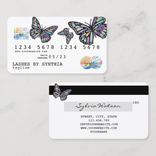 Holograaf Mutn Credit Kaart Monarch Butterfly Visitekaartje (Voorkant / Achterkant)