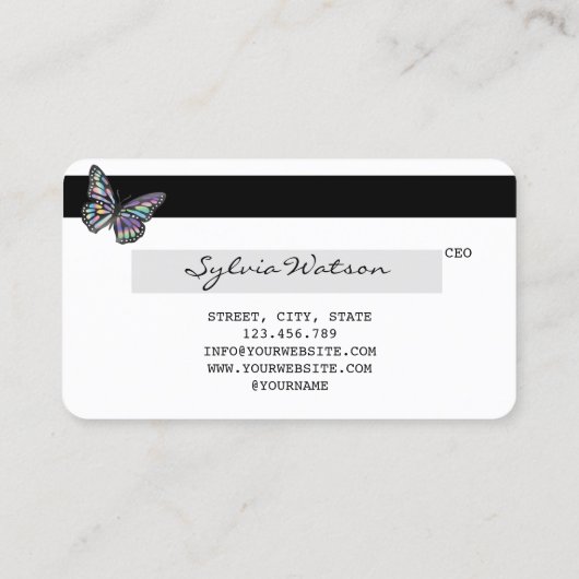 Holograaf Mutn Credit Kaart Monarch Butterfly Visitekaartje (Achterkant)