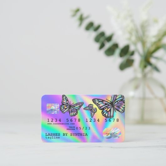 Holograaf Mutn Credit Kaart Monarch Butterfly Visitekaartje (Staand voorkant)