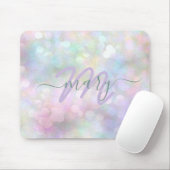 Holograaf Pastel Ombre Name Monogram Unicorn Muismat (Met muis)