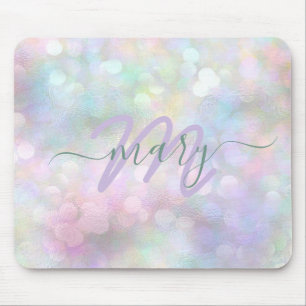 Holograaf Pastel Ombre Name Monogram Unicorn Muismat