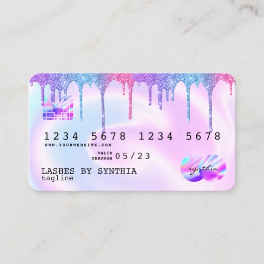 Holograaf Pastel unicorn Modern Creditcard Stijl Visitekaartje (Voorkant)