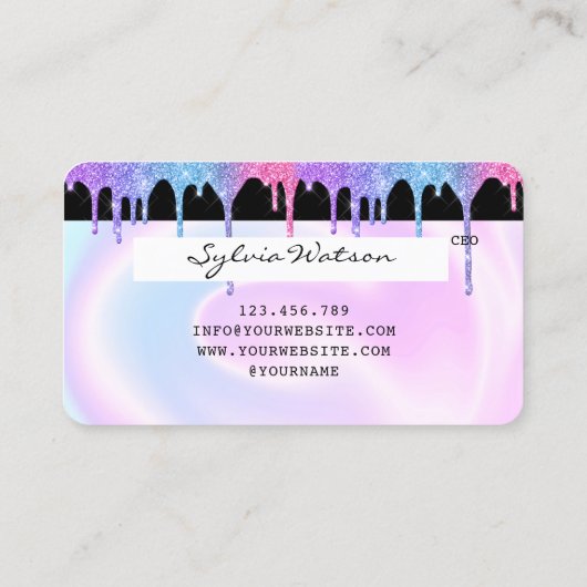 Holograaf Pastel unicorn Modern Creditcard Stijl Visitekaartje (Achterkant)