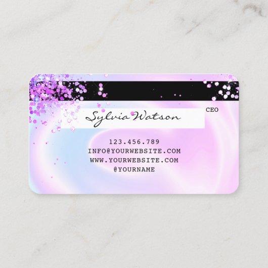 Holograaf Pastel unicorn Modern Creditcard Stijl Visitekaartje (Achterkant)