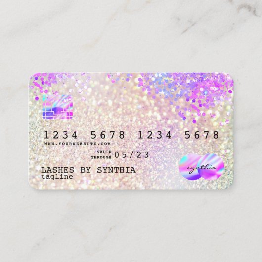 Holograaf Pastel unicorn Modern Creditcard Stijl Visitekaartje (Voorkant)