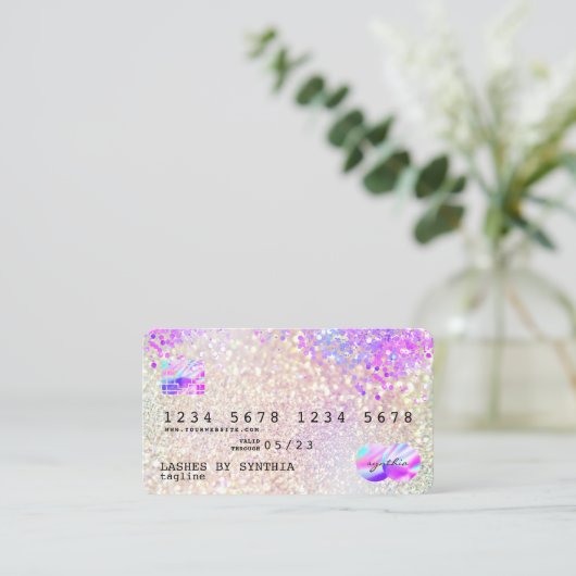 Holograaf Pastel unicorn Modern Creditcard Stijl Visitekaartje (Staand voorkant)