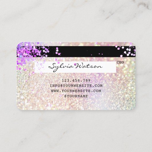 Holograaf Pastel unicorn Modern Creditcard Stijl Visitekaartje (Achterkant)