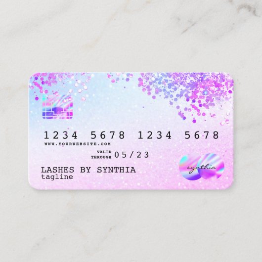 Holograaf Pastel unicorn Modern Creditcard Stijl Visitekaartje (Voorkant)