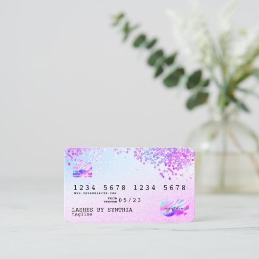 Holograaf Pastel unicorn Modern Creditcard Stijl Visitekaartje (Staand voorkant)