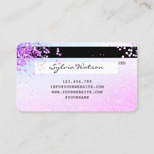 Holograaf Pastel unicorn Modern Creditcard Stijl Visitekaartje (Achterkant)