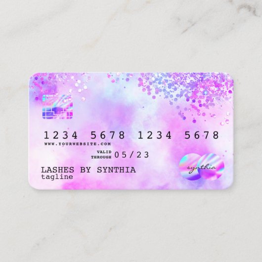 Holograaf Pastel unicorn Modern Creditcard Stijl Visitekaartje (Voorkant)