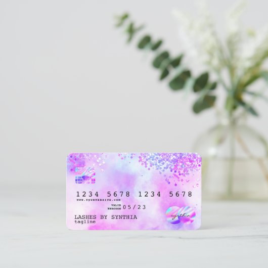 Holograaf Pastel unicorn Modern Creditcard Stijl Visitekaartje (Staand voorkant)