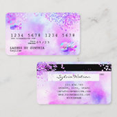 Holograaf Pastel unicorn Modern Creditcard Stijl Visitekaartje (Voorkant / Achterkant)