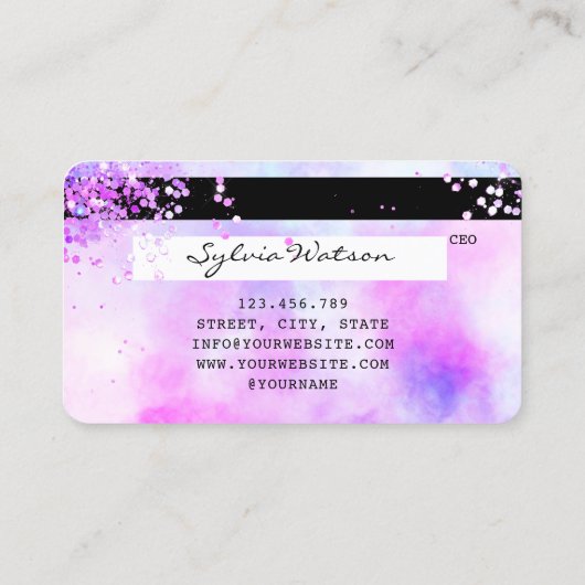 Holograaf Pastel unicorn Modern Creditcard Stijl Visitekaartje (Achterkant)