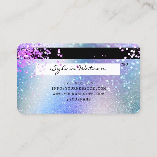 Holograaf Pastel unicorn Modern Creditcard Stijl Visitekaartje (Achterkant)