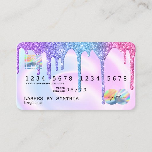 Holograaf Pastel unicorn Modern Creditcard Stijl Visitekaartje (Voorkant)