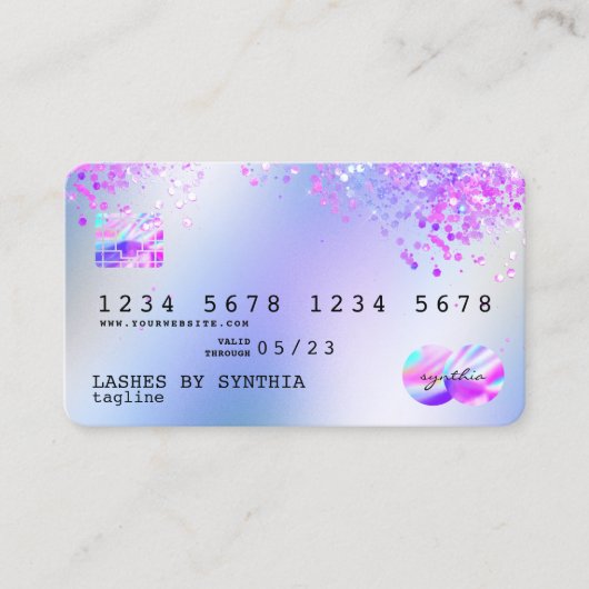 Holograaf Pastel unicorn Modern Creditcard Stijl Visitekaartje (Voorkant)