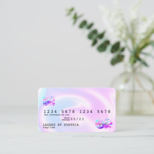 Holograaf Pastel unicorn Modern Creditcard Stijl Visitekaartje (Staand voorkant)