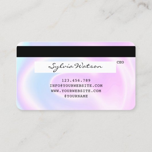 Holograaf Pastel unicorn Modern Creditcard Stijl Visitekaartje (Achterkant)