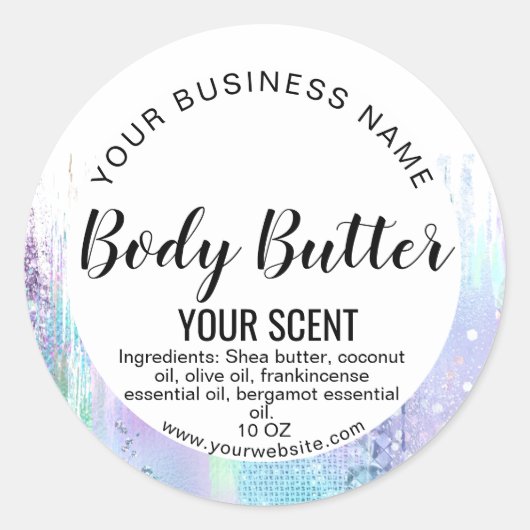 Holograaf Productlabel Body Butter Toevoegen logo Ronde Sticker (Voorkant)