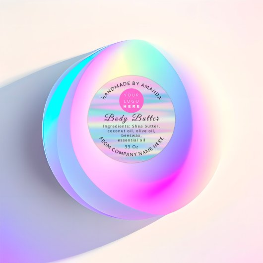Holograaf QR Code Logo Naam Body Butter Cosmetic Ronde Sticker