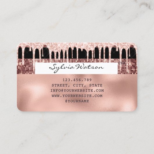 Holograaf roos goud glitter Moderne creditcard Visitekaartje (Achterkant)