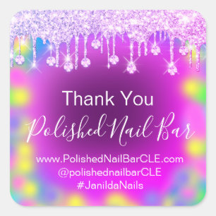 Holograaf - Ruitvormige schijven - Nagelkleurthera Vierkante Sticker