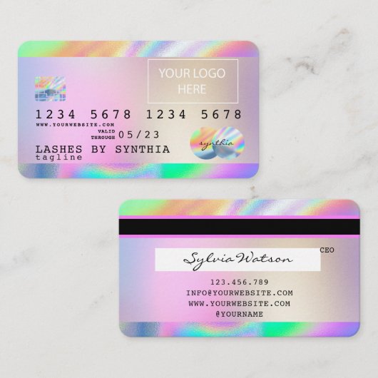 Holograaf Unicorn Dripp Creditcard voegt je logo t Visitekaartje (Voorkant / Achterkant)