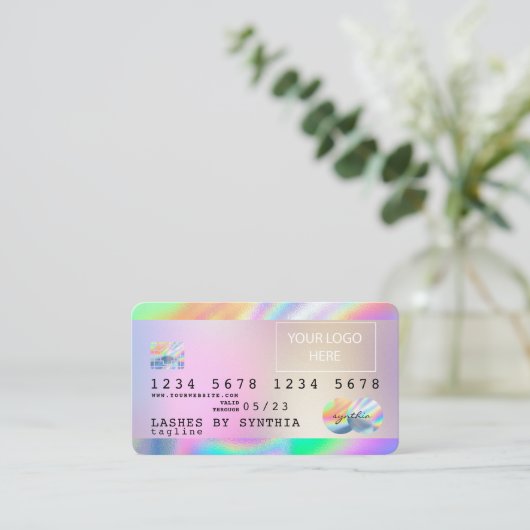 Holograaf Unicorn Dripp Creditcard voegt je logo t Visitekaartje (Staand voorkant)