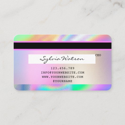 Holograaf Unicorn Dripp Creditcard voegt je logo t Visitekaartje (Achterkant)