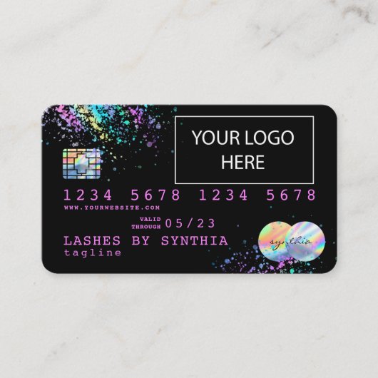 Holograaf Unicorn Dripp Creditcard voegt je logo t Visitekaartje (Voorkant)