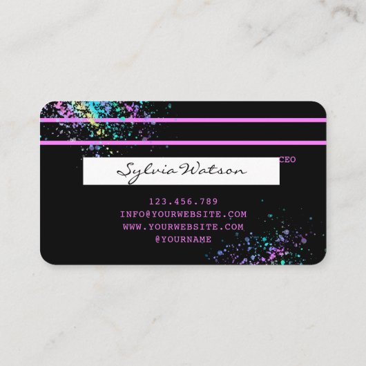 Holograaf Unicorn Dripp Creditcard voegt je logo t Visitekaartje (Achterkant)