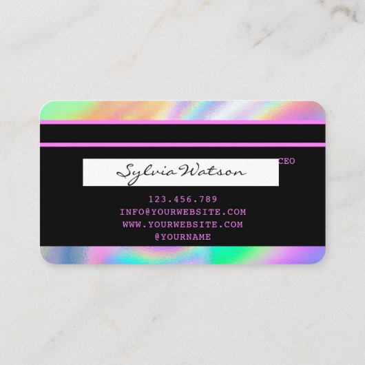 Holograaf Unicorn Dripp Creditcard voegt je logo t Visitekaartje (Achterkant)