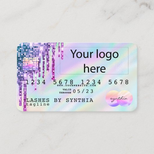 Holograaf Unicorn Dripp Creditcard voegt je logo t Visitekaartje (Voorkant)