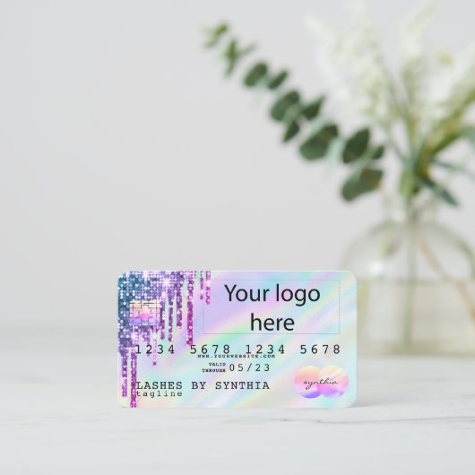 Holograaf Unicorn Dripp Creditcard voegt je logo t Visitekaartje (Staand voorkant)