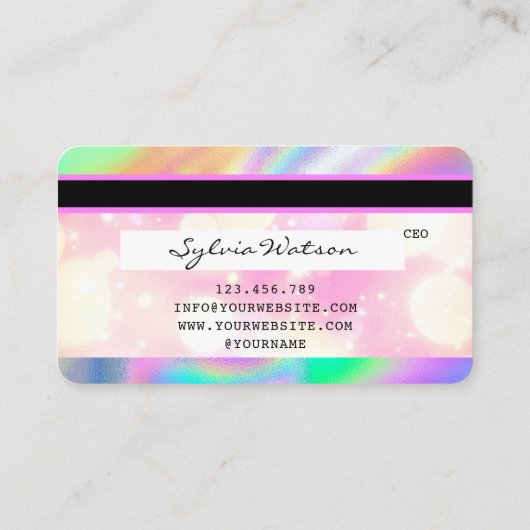 Holograaf Unicorn Dripp Creditcard voegt je logo t Visitekaartje (Achterkant)