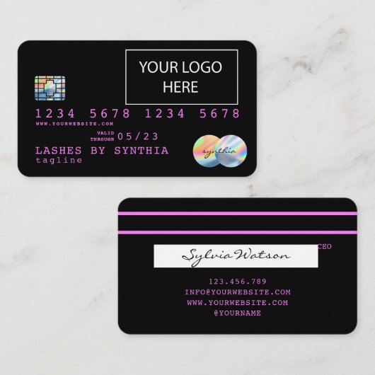 Holograaf Unicorn Dripp Creditcard voegt je logo t Visitekaartje (Voorkant / Achterkant)