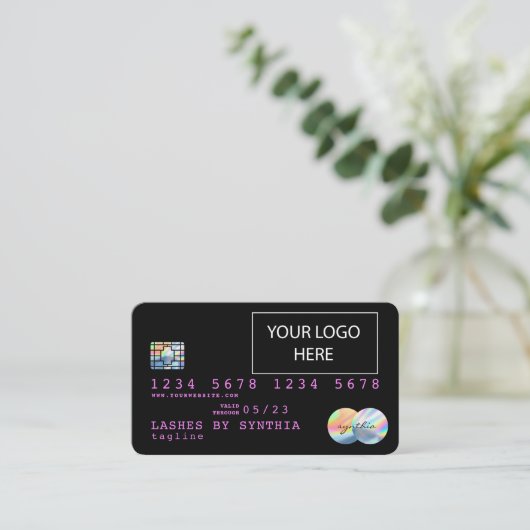 Holograaf Unicorn Dripp Creditcard voegt je logo t Visitekaartje (Staand voorkant)